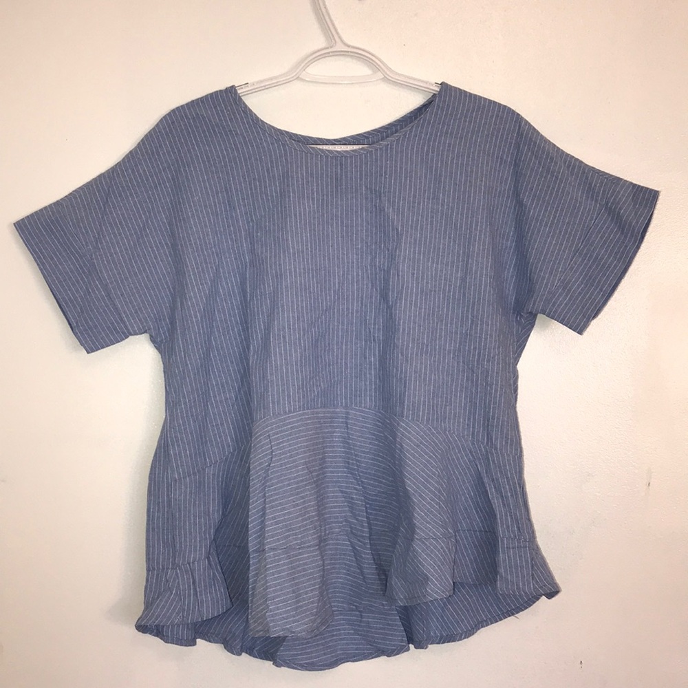 Blue and White Blouse